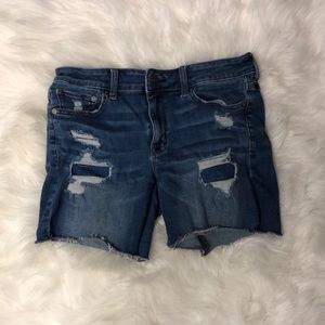 American Eagle Outfitters Distressed Dark Blue Denim Jean Shorts